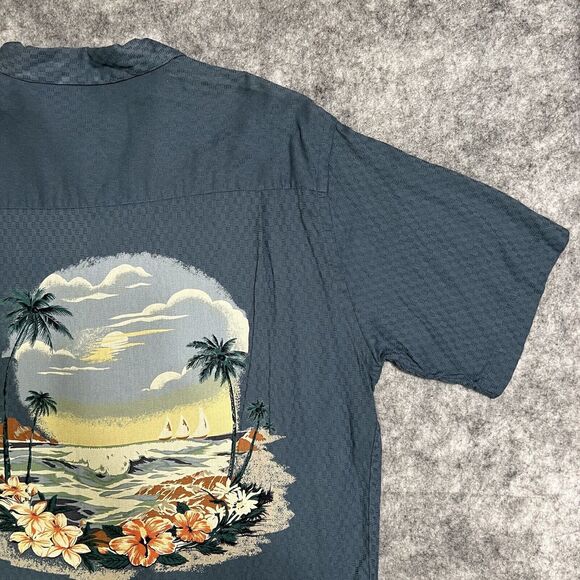 OP Ocean Pacific Camp Shirt Mens L Button Up Cotton Rayon Outdoor Vacation Beach - Picture 8 of 15